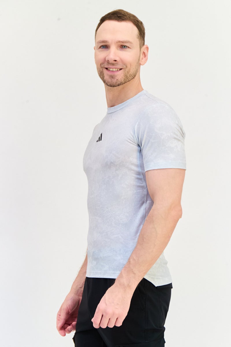 Adidas Men Sportswear Fit Short Sleeve Training T-Shirt, Grey - Image 2